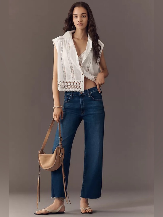 MOTHER Denim - Mother The Mid Rise Rambler Zip Ankle Fray Size 28 Petite